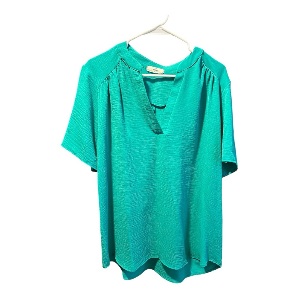 Entro Vibrant Green V-Neck Blouse